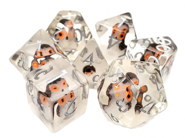 Old School RPG Dice Set: Animal Kingdom - Brown Owl (7)