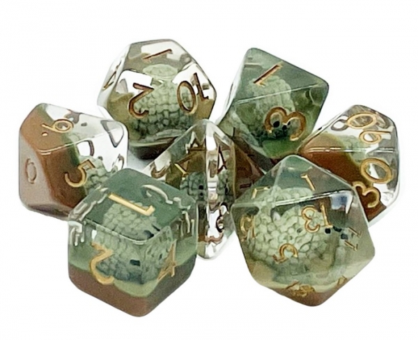 Old School RPG Dice Set: Animal Kingdom - Hedgehogs (brown) (7)