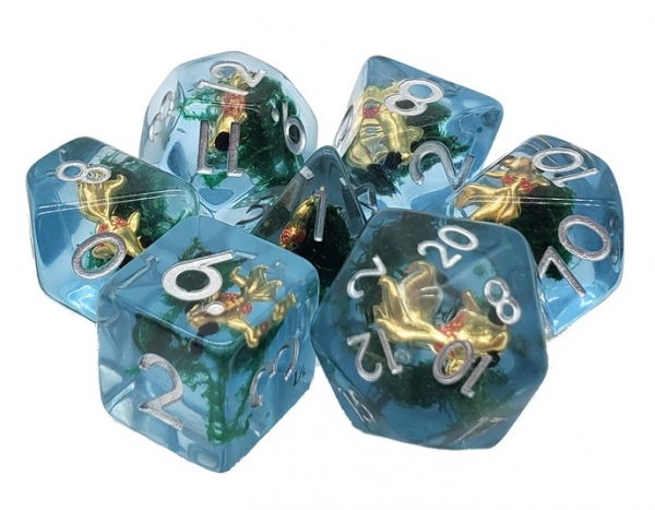 Old School RPG Dice Set: Animal Kingdom - Gold Fish Pond (7)