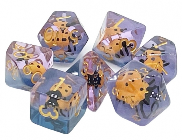 Old School RPG Dice Set: Animal Kingdom - Ladybug (yellow) (7)
