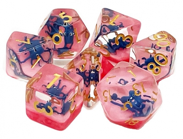 Old School RPG Dice Set: Animal Kingdom - Octopus (blue/red) (7)