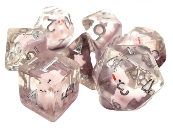 Old School RPG Dice Set: Animal Kingdom - Pink Alpaca (7)