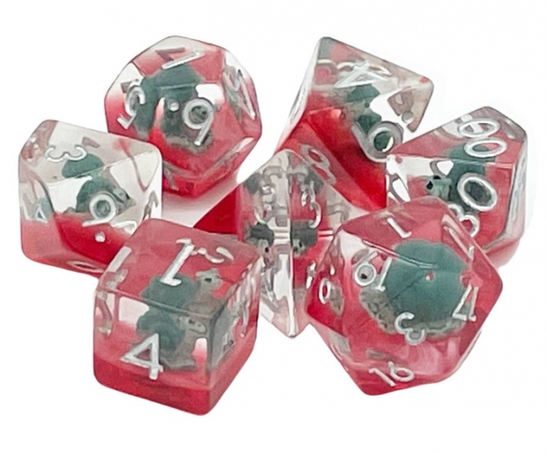 Old School RPG Dice Set: Animal Kingdom - Snails (green/red) (7)