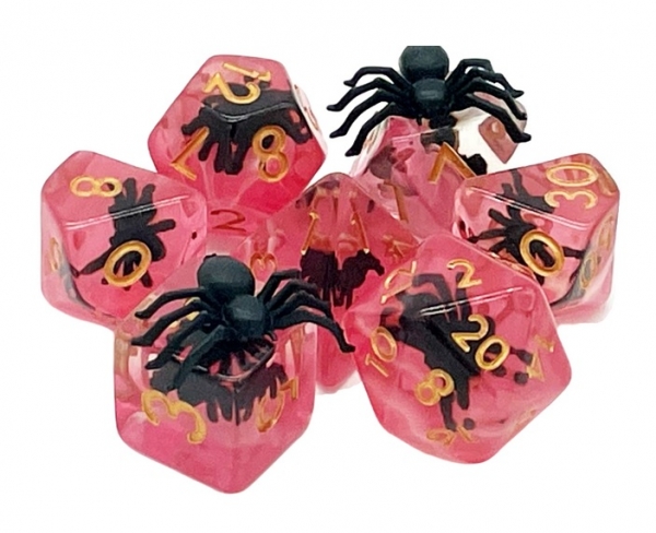 Old School RPG Dice Set: Animal Kingdom - Spider (black/red) (7)