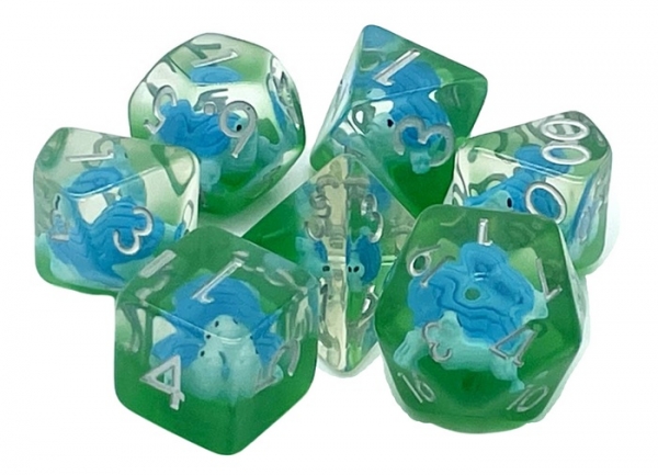 Old School RPG Dice Set: Animal Kingdom - Turtle (blue/green) (7)