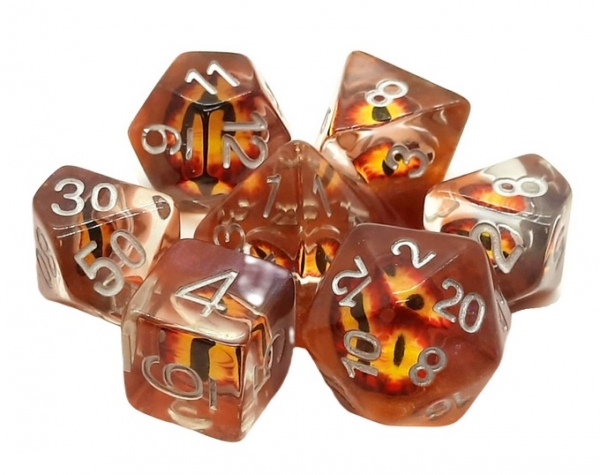 Old School RPG Dice Set: Infused - Dragon Eye Brown (7)