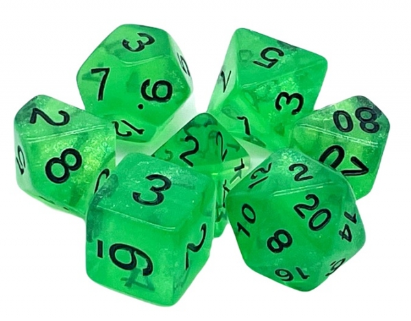Old School RPG Dice Set: Galaxy - Green Shimmer (7)