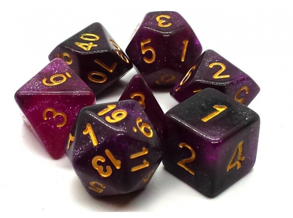 Old School RPG Dice Set: Galaxy - Purple & Black (7)