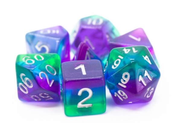 Old School RPG Dice Set: Gradients - Translucent Blue Aurora (7)