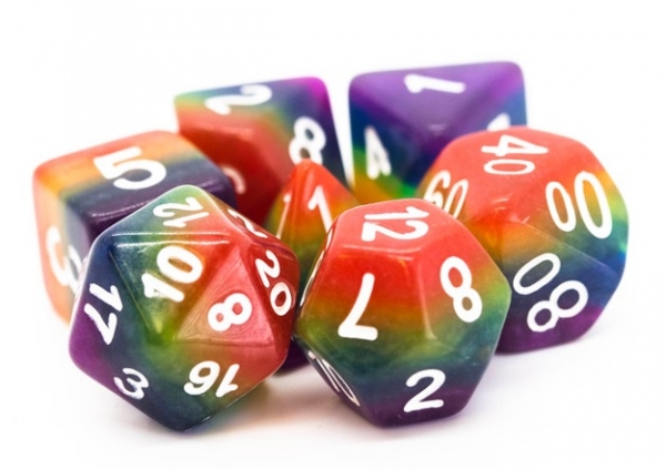Old School RPG Dice Set: Gradients - Rainbow (7)