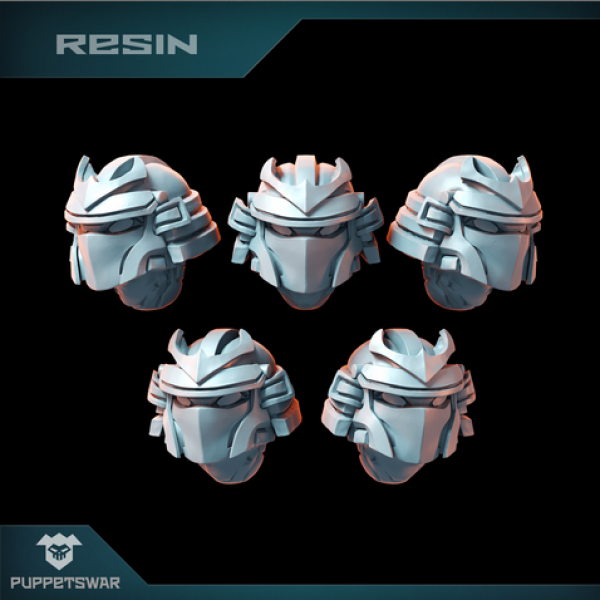 Puppetswar: (Accessory) Elite Samurai Helmets (5)