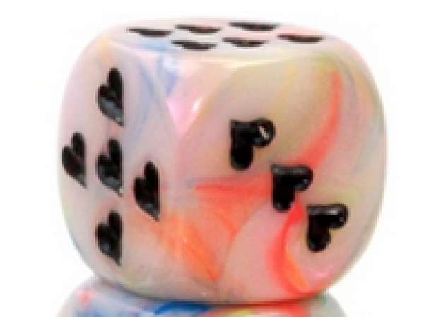 Chessex Dice: Heart 16mm Festive Circus Black w/pips d6 (1)