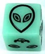 Koplow Special Icon Dice: Glow-in-the-Dark Alien Dice 16mm d6 Green/Black (1 die)