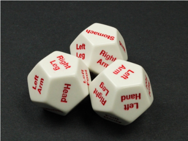 Hit Location (Body Parts) d12 w/red paint (1)