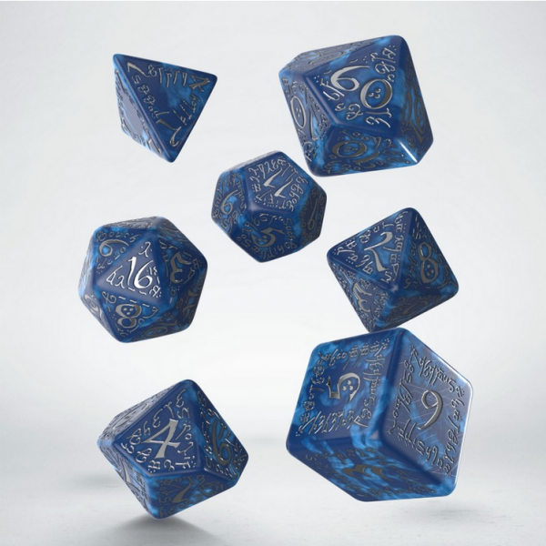 Exotic Dice Sets: Elvish Cobalt & Silver Dice Set (7)