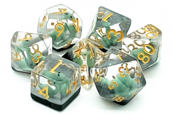 Old School RPG Dice Set: Animal Kingdom - Baby Brontosaurus (green) (7)