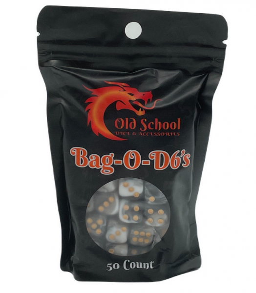 Old School RPG Dice Set: Bag O' D6's 12mm Vorpal - Black & White (50ct)