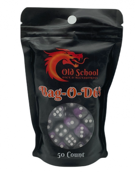 Old School RPG Dice Set: Bag O' D6's 12mm Vorpal - Silver & Purple (50ct)