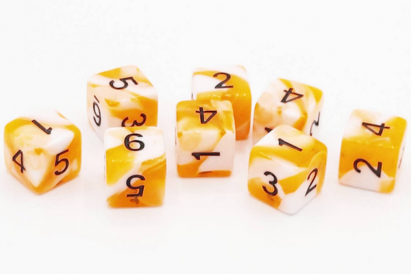 Old School RPG Dice Set: 16mm Vorpal d6 - Orange & White w/ Black (8ct)
