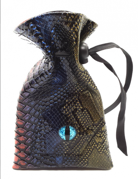 Old School Dice: Dragon Eye RPG D&D Dice Bag - Spectral Dragon Blue/Gold
