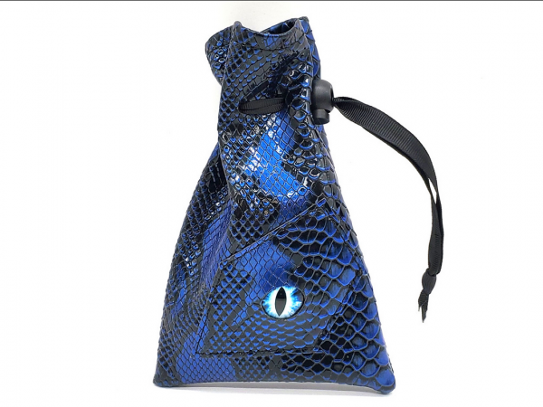 Old School Dice: Dragon Eye RPG D&D Dice Bag - Spectral Dragon Blue/Black