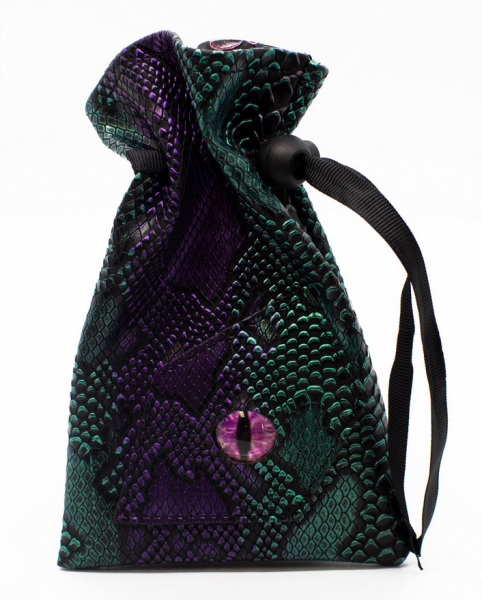 Old School Dice: Dragon Eye RPG D&D Dice Bag - Spectral Dragon Green/Purple