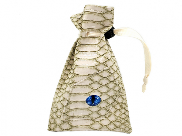 Old School Dice: Dragon Eye RPG D&D Dice Bag - White Dragon