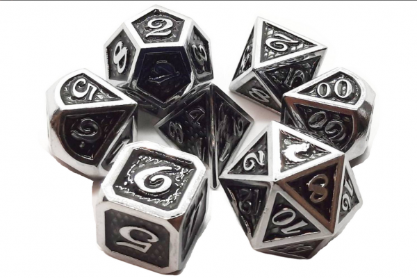 Old School RPG Metal Dice Set: Dragon Scale - Black (7)