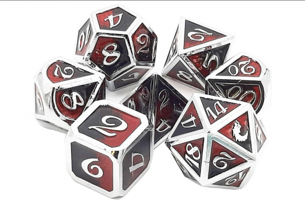 Old School RPG Metal Dice Set: Dragon Scale - Black & Red (7)