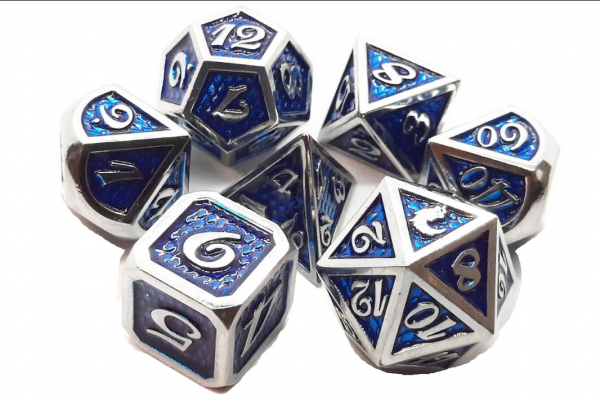 Old School RPG Metal Dice Set: Dragon Scale - Blue (7)