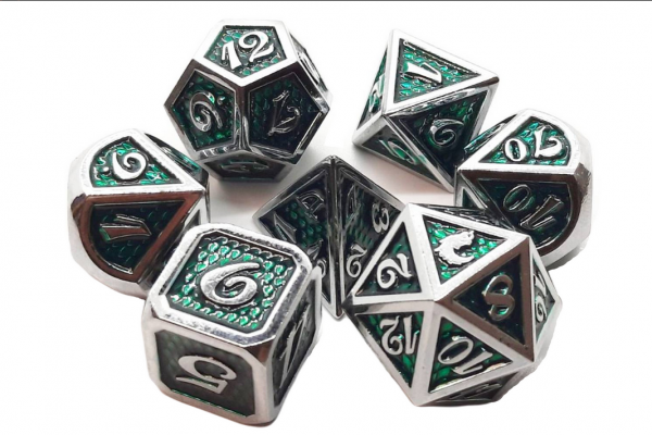 Old School RPG Metal Dice Set: Dragon Scale - Green (7)