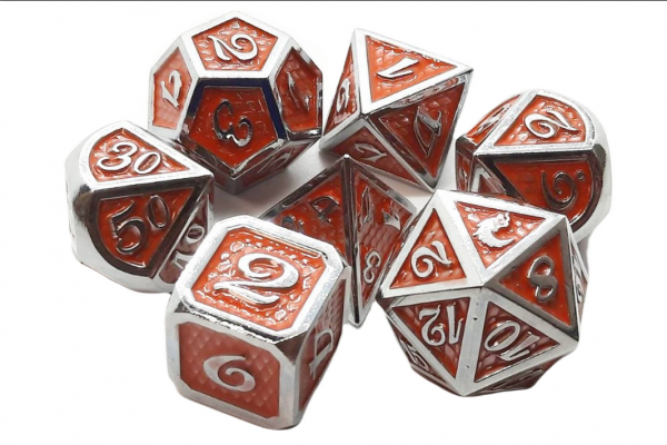 Old School RPG Metal Dice Set: Dragon Scale - Orange (7)