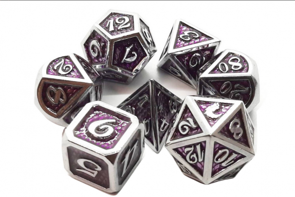 Old School RPG Metal Dice Set: Dragon Scale - Purple (7)
