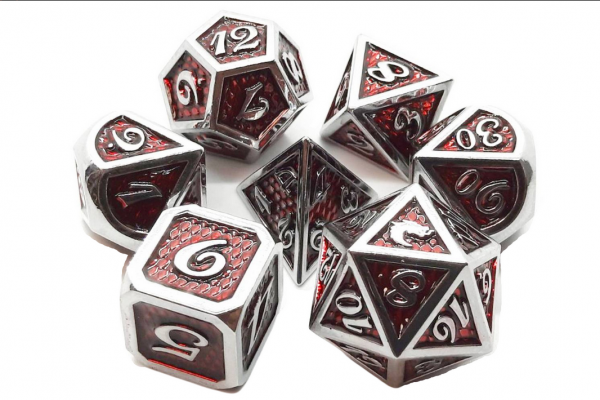 Old School RPG Metal Dice Set: Dragon Scale - Red (7)