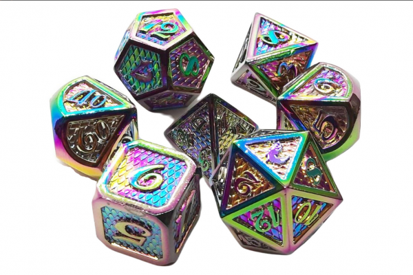 Old School RPG Metal Dice Set: Dragon Scale - Spectral (7)