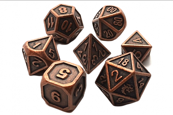 Old School RPG Metal Dice Set: Dwarven Forged - Ancient Bronze (7)