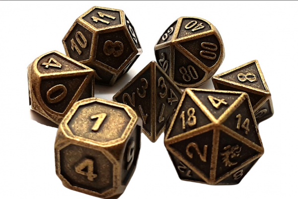 Old School RPG Metal Dice Set: Dwarven Forged - Ancient Gold (7)