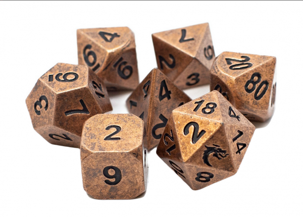 Old School RPG Metal Dice Set: Dwarven Forged - Archaic Bronze (7)