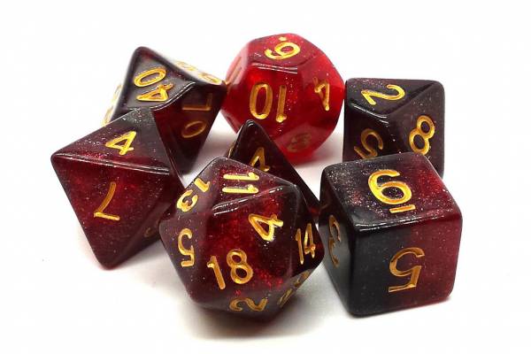 Old School RPG Dice Set: Galaxy - Red & Black (7)