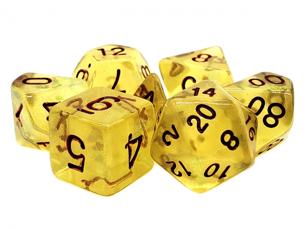 Old School RPG Dice Set: Galaxy - Yellow Shimmer (7)