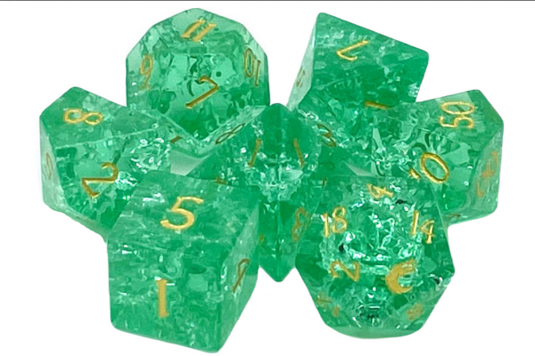 Old School RPG Dice Set: Gemstone - Blast Glass Tourmaline w/ Gold (7)