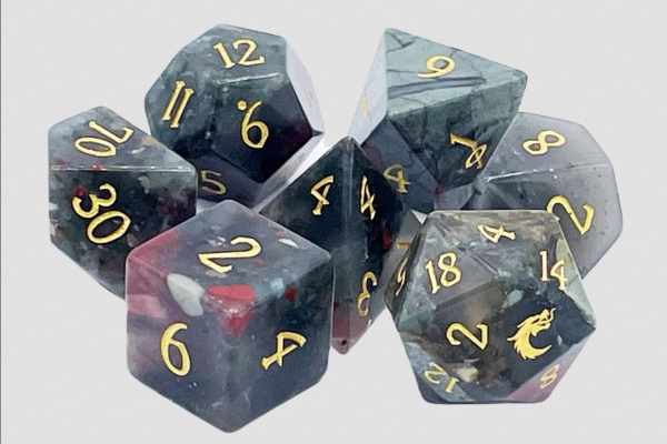Old School RPG Dice Set: Gemstone - Bloodstone (7)