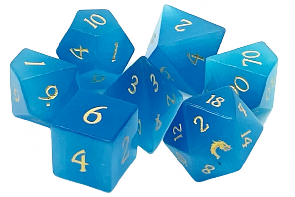 Old School RPG Dice Set: Gemstone - Cat's Eye Blue (7)