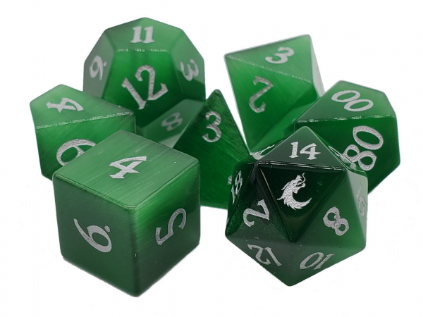 Old School RPG Dice Set: Gemstone - Cat's Eye Green (7)
