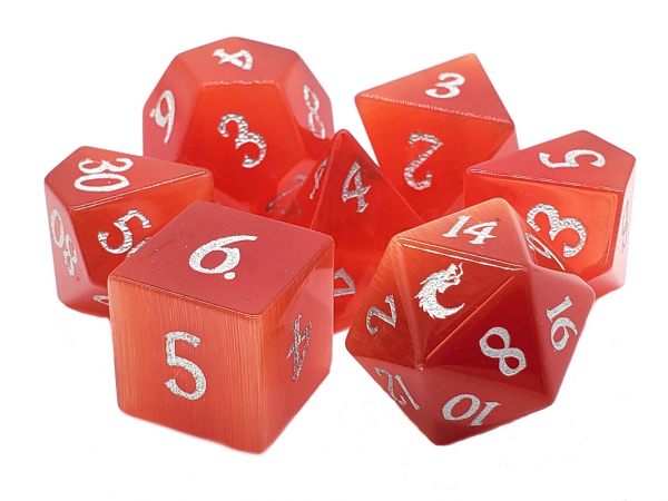 Old School RPG Dice Set: Gemstone - Cat's Eye Orange (7)