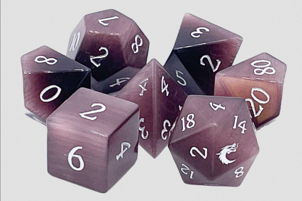 Old School RPG Dice Set: Gemstone - Cat's Eye Purple (7)