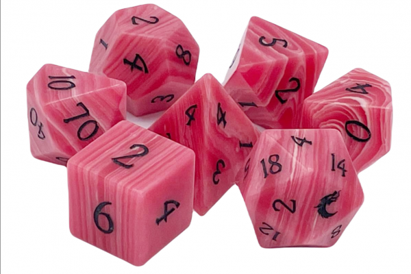 Old School RPG Dice Set: Gemstone - Striped Red Rose Agate (7)