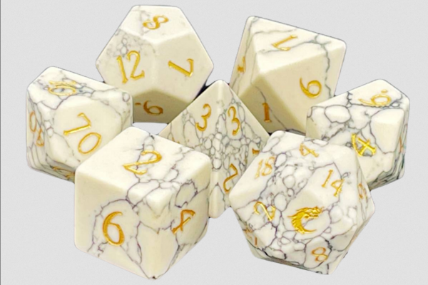 Old School RPG Dice Set: Gemstone - Turquoise White w/ Gold (7)
