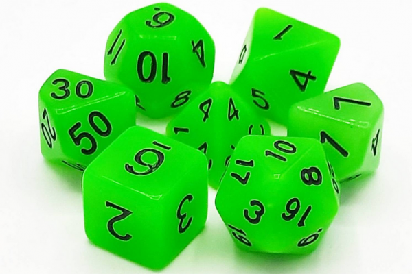 Old School RPG Dice Set: Glow Dice - Green (7)