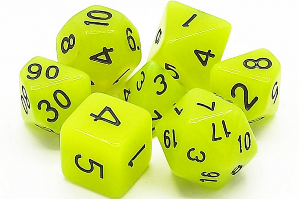 Old School RPG Dice Set: Glow Dice - Yellow (7)
